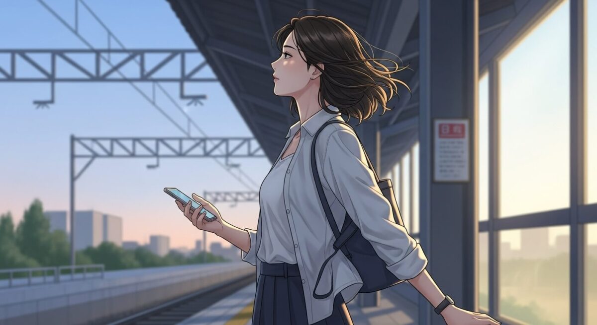 2年越しの復縁を願う女性が夕暮れの駅で佇む