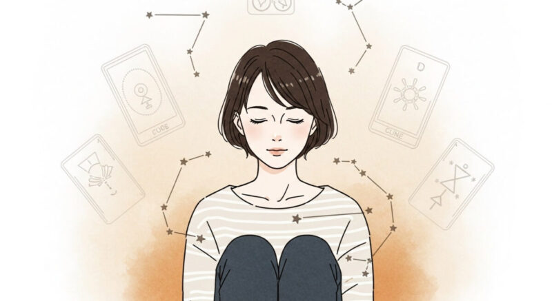 復縁占いに静かに意識を向けている女性