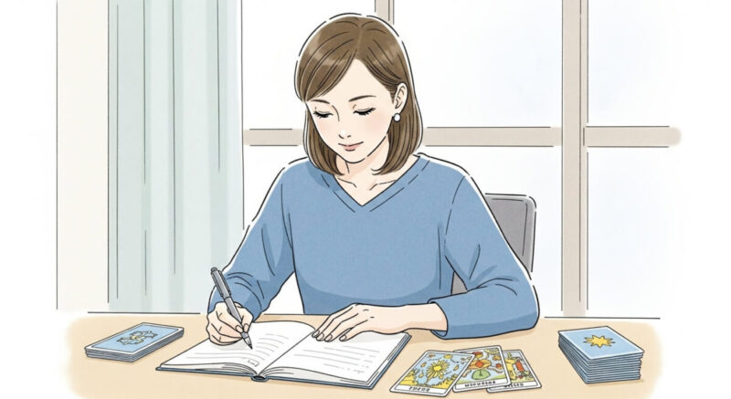 占い結果をもとに行動計画を立てている女性