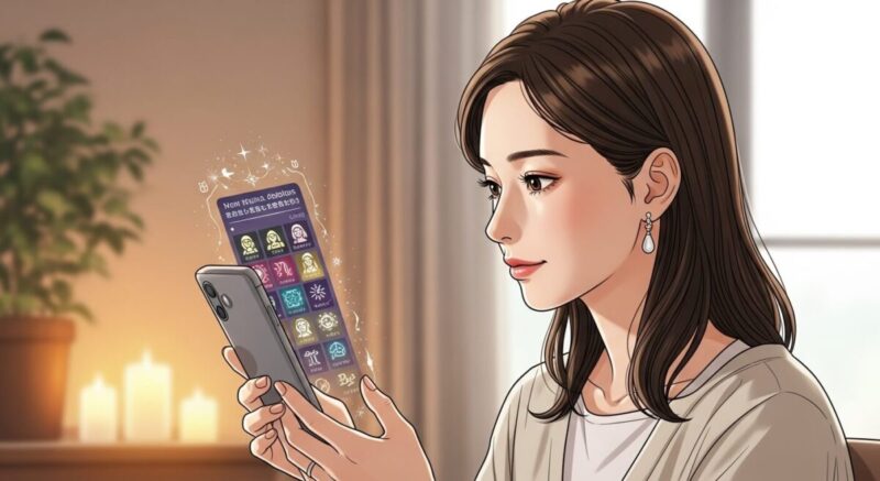 信頼できる占い師をスマートフォンで探す女性