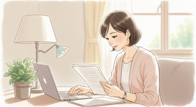 復縁業者を慎重に比較している落ち着いた表情の日本人女性