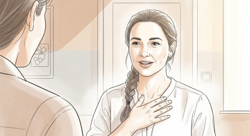 復縁を丁寧に断ろうとする女性の真剣な表情