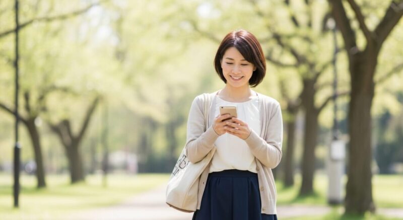連絡後の明るいやり取りに少し前向きな気持ちを感じる女性