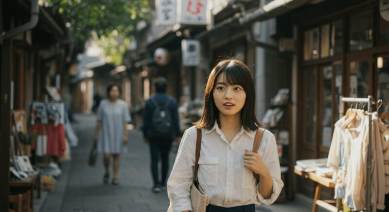 偶然の再会に小さくほほえむ女性の横顔
