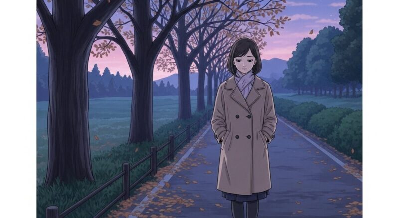復縁を続けるか諦めるか悩みながら歩く女性