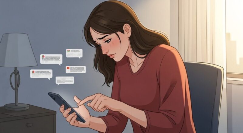 焦って連絡しすぎてしまう女性の表情と行動