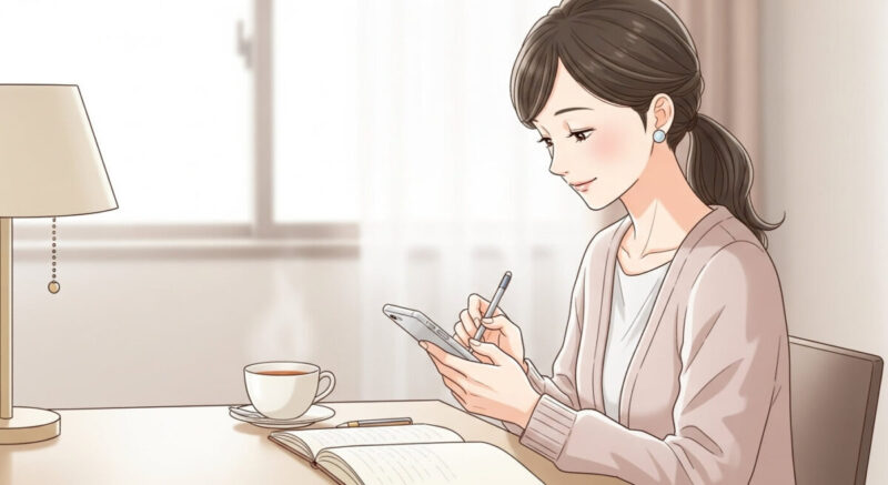 復縁に向けた最初のメッセージを慎重に送ろうとする女性