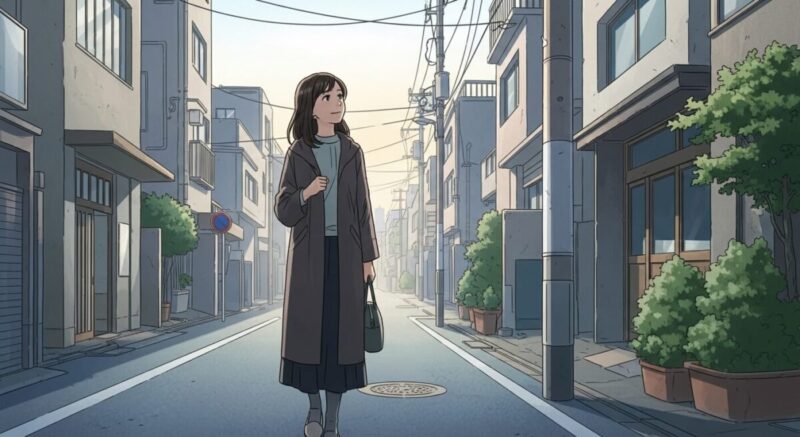 東京の街を希望を持って前向きに歩く女性