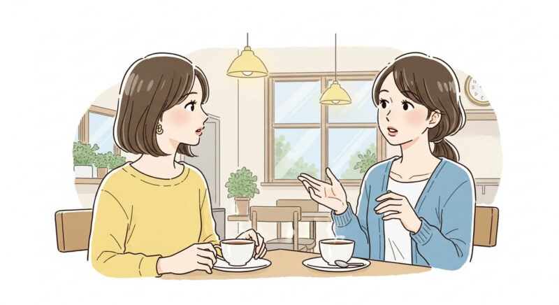 カフェで相談をする日本人女性2人