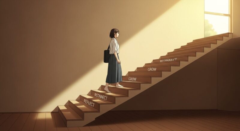 復縁の成功に向けて一段ずつ登っていく女性