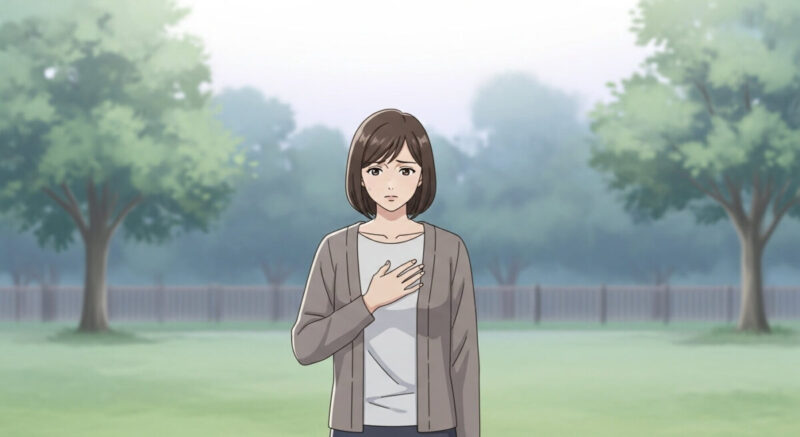 自分の気持ちと向き合う静かな朝の公園に佇む女性