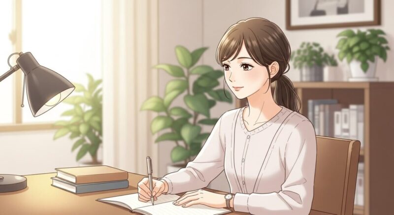復縁に向けて計画を立てる落ち着いた表情の女性