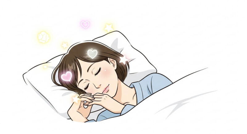 妄想を潜在意識に活かすように静かにイメージする日本人女性