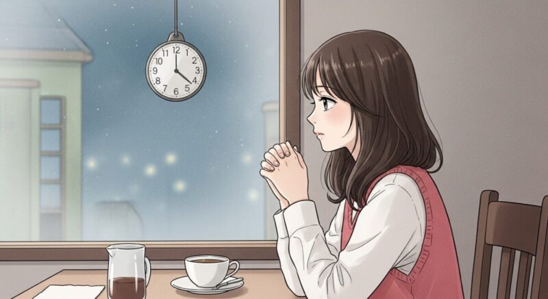 静かなカフェで物思いにふける女性