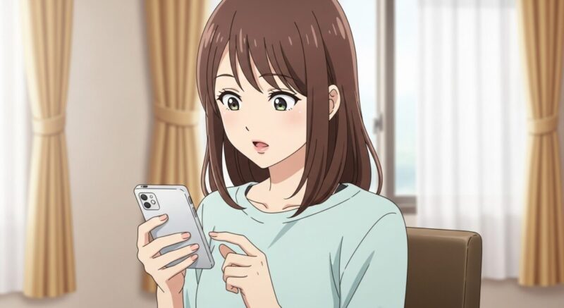 スマホのメッセージを見て複雑な感情を抱く女性