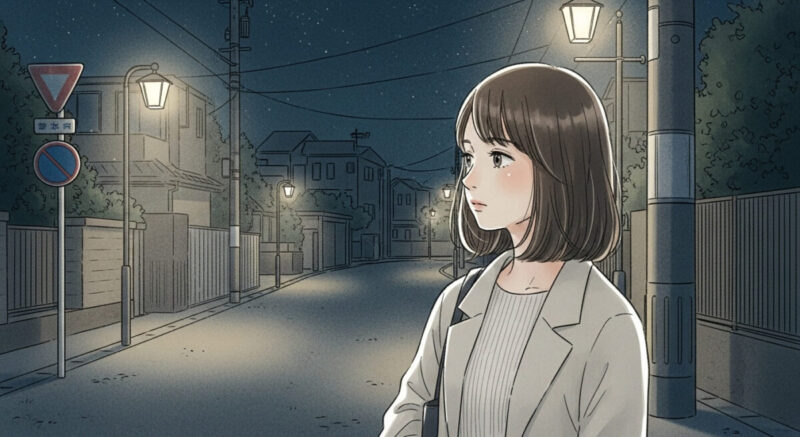 復縁を望む気持ちと向き合いながら夜道を歩く女性