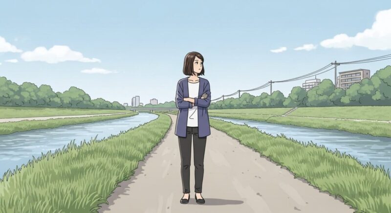 過去の恋愛を整理しながら、友達としての距離感を考える日本人女性の落ち着いた