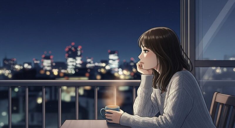 ひとり夜の景色を見つめながら、友達に戻る選択の意味とリスクに向き合う日本人女性