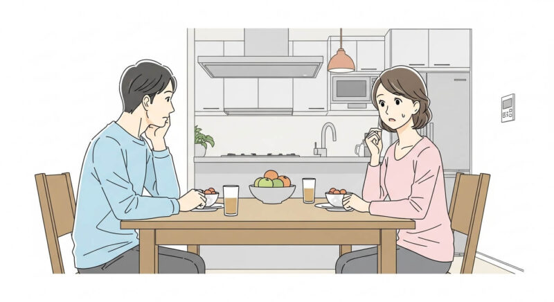 食卓で心がすれ違うカップル