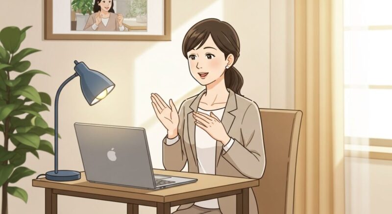 ビデオ通話で相談し安心した表情を見せる女性