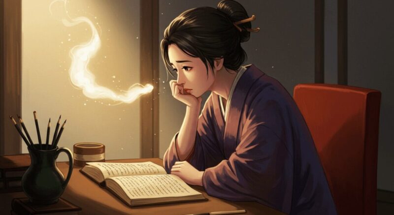 夢の意味に戸惑いながらも冷静に書き留める女性
