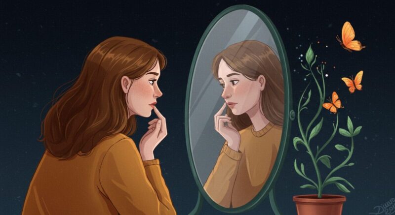 自分自身を見つめ直す女性の静かな成長を表現した