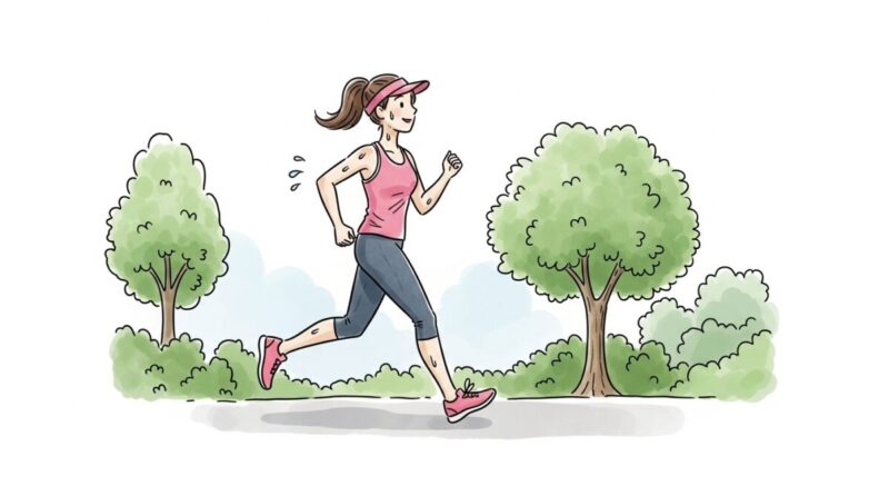 趣味や運動に集中して気を紛らわせる女性のイラスト
