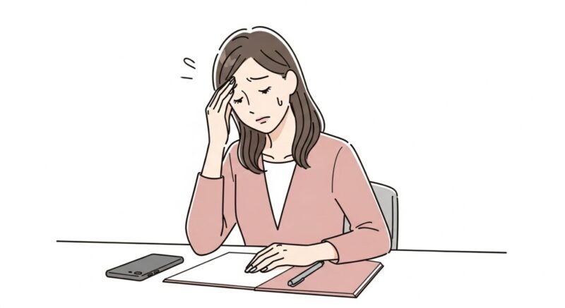 頭を抱え悩みながらも立ち直ろうとする日本人女性の姿