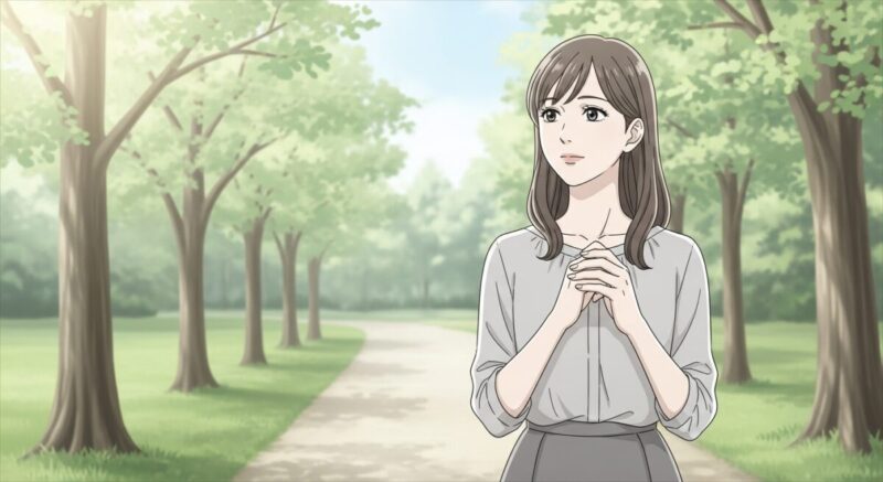 喧嘩別れ後に自分らしさを取り戻そうと歩き出す女性のイラスト