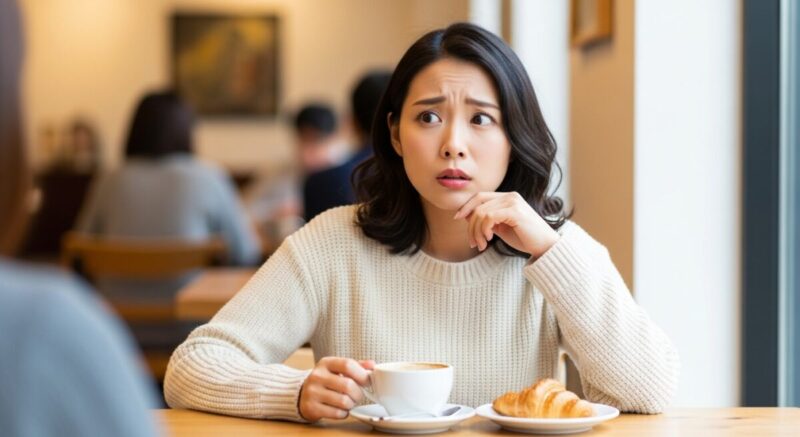 相手の言葉に戸惑いながら自分の気持ちを整理しようとする女性