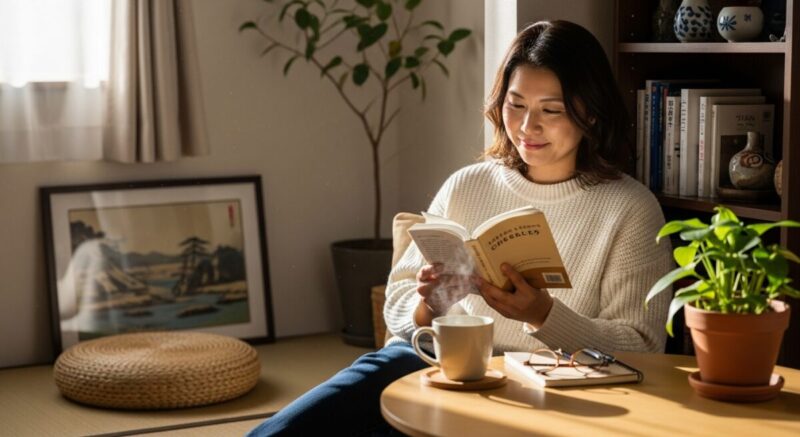 読書や日常を楽しみながら自分磨きをしている女性