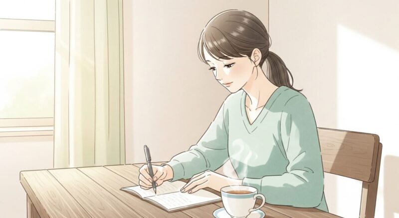 夢日記を書きながら感情を整理する日本人女性