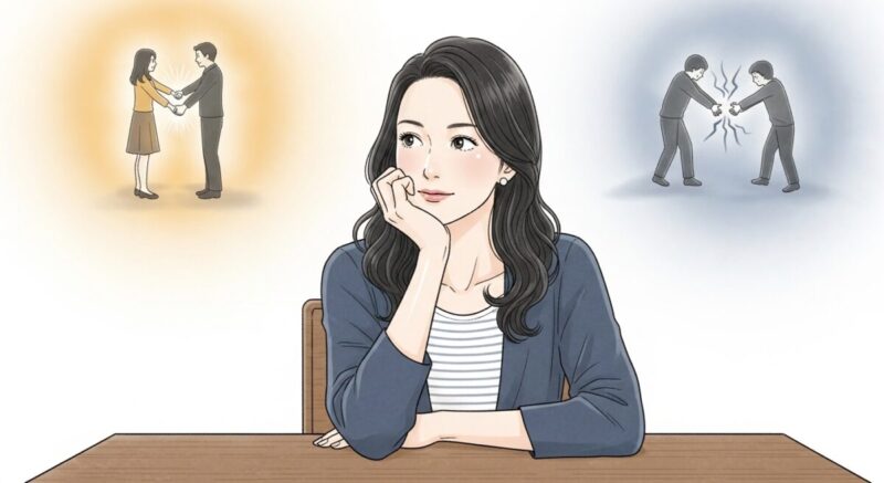 夢の意味を考え込む日本人女性
