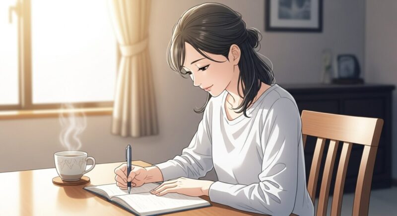 夢日記を書きながら気持ちを整理する日本人女性