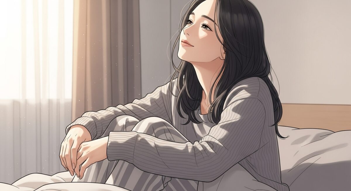 夢の中で幸せを感じて微笑む日本人女性