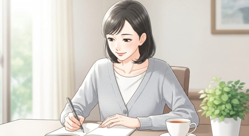 夢日記を書きながら前向きな気持ちを整える日本人女性