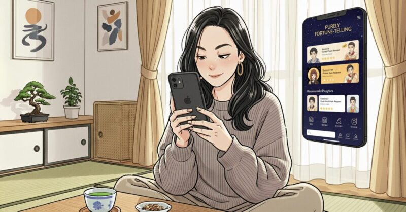 電話占いを利用する女性